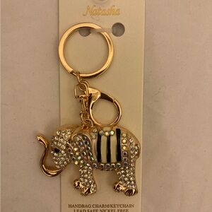 Gold Crystal Elephant Keychain by Natasha